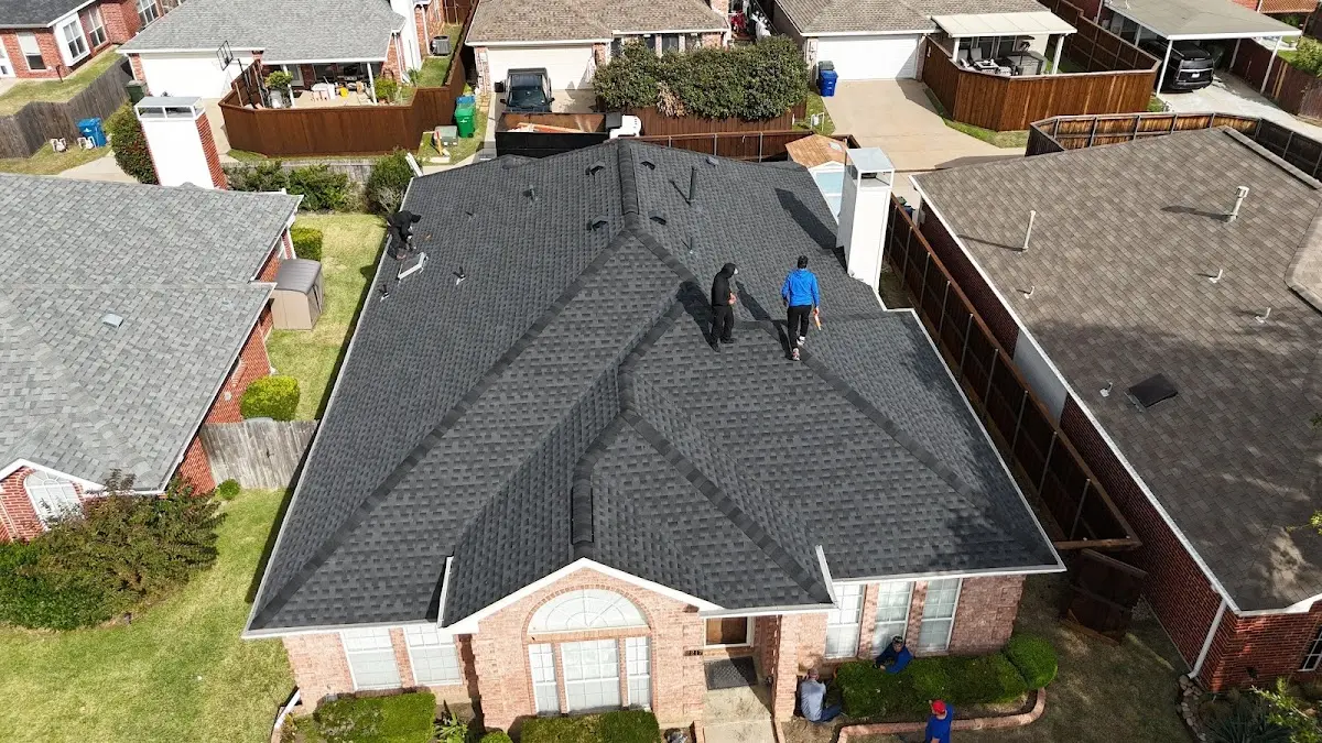 Slate & Tile Roof Repair work in progress on a Mineola property
